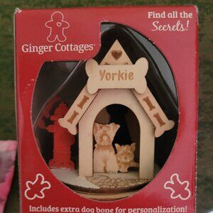 Ginger cottages yorkie dog house Christmas ornament